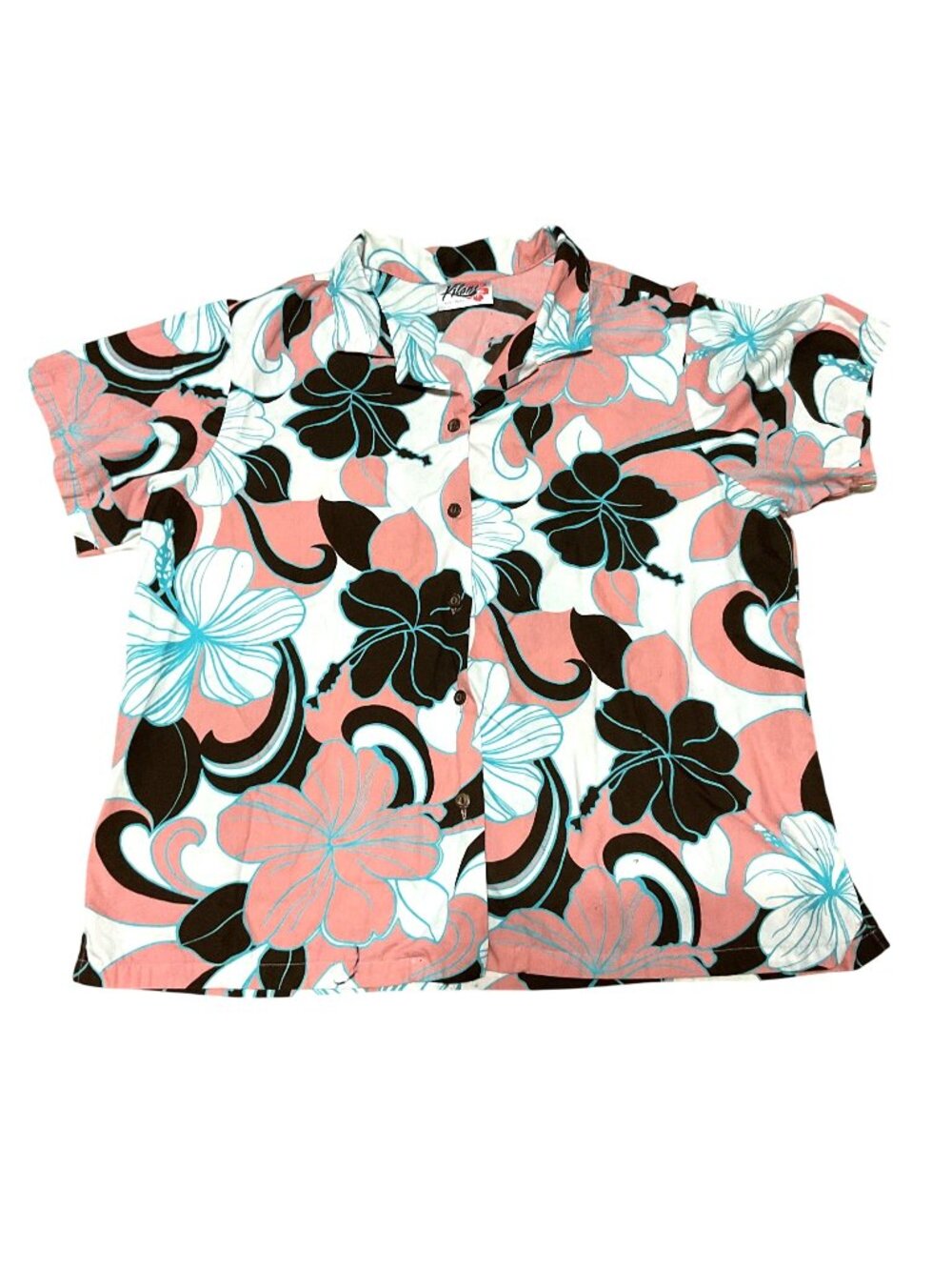 Vtg Kilani Hawaiian Shirt Sz M Hibiscus Florals Short Sleeve Cotton Hawaii Made